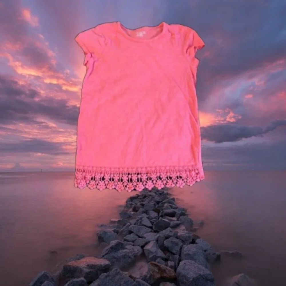 PLACE Pink Lace Bottom Top